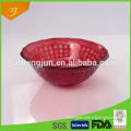 Delicated Red Soup Glass Fruit Bowl, Diamond Transparent Round Salad Bowl